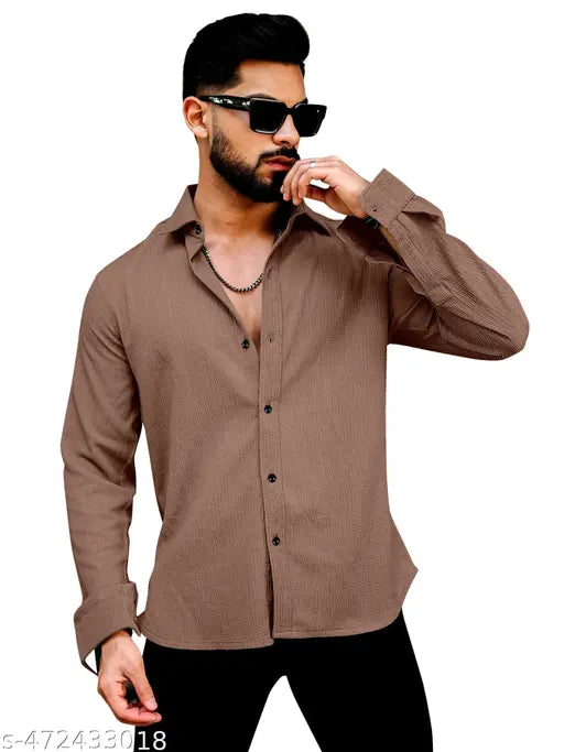 MENS WEAR HEAVY POPCORN INPORTED FABRIC FULL SLEEVE SHIRT,CASUAL COMFORTABLE, WITH TRENDY POPCORN TEXTURE,NEW ARRIVAL SHIRT FOR MEN