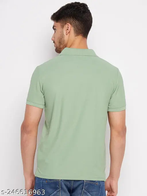 RISS Men's Cotton Half Sleeves Solid Polo T-shirt