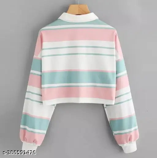 Women's Light Rainbow Trendy Shirt Color neck Full Sleeves Tshirt