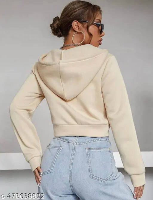 Crop zipper hoodie for women