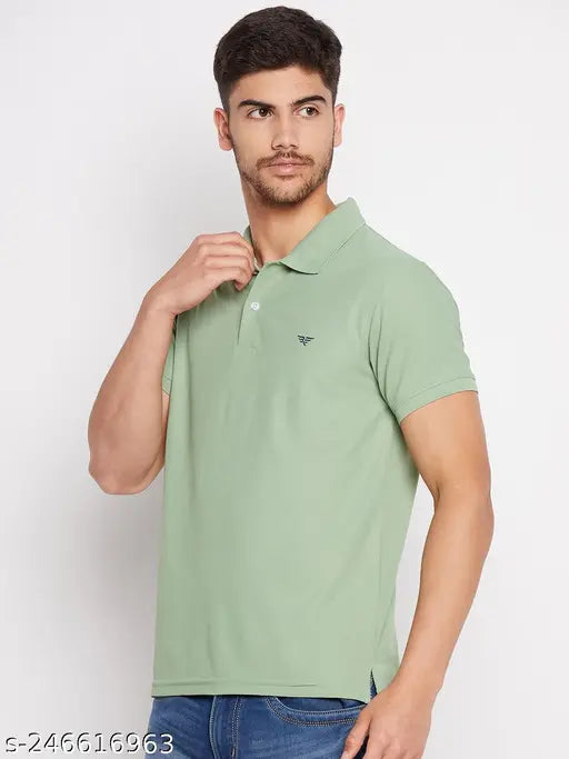 RISS Men's Cotton Half Sleeves Solid Polo T-shirt
